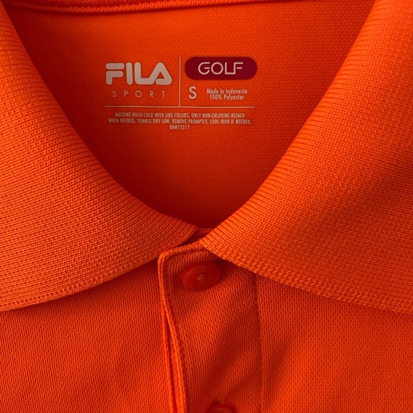 FILA Polo Shirt Mens Small Orange 100% Polyester Performance Golf Short Sleeve - Picture 4 of 4